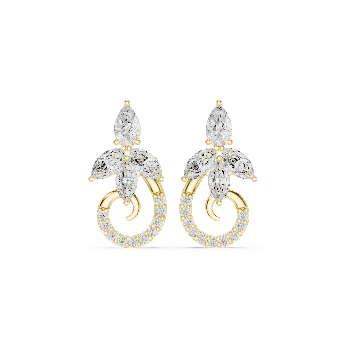 Pair Shot: Pear Cut Diamond Earrings with Halo Setting in 14k Yellow Gold - Lab Grown - Driona Jewels