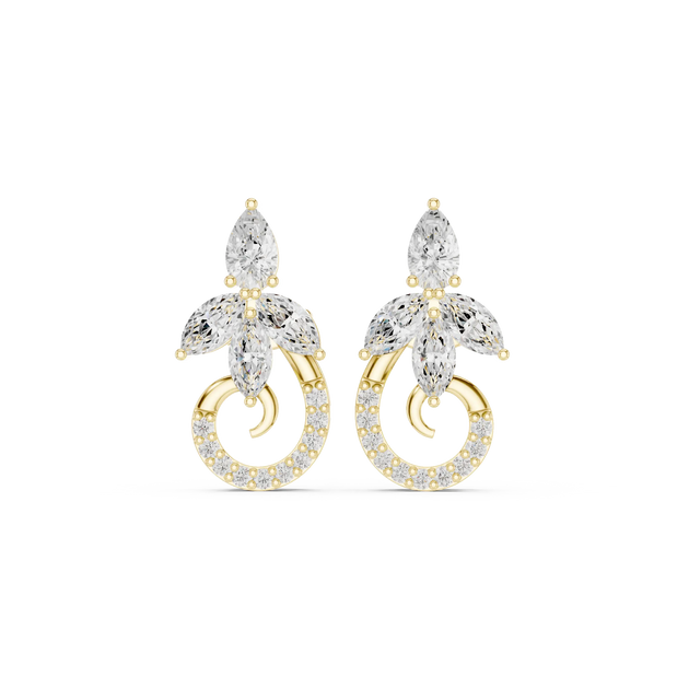 Pair Shot: Pear Cut Diamond Earrings with Halo Setting in 14k Yellow Gold - Lab Grown - Driona Jewels