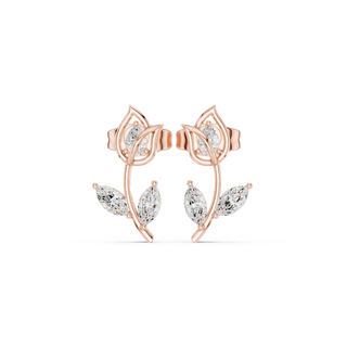Pair Shot: Pear Cut Diamond Earrings with Prong Setting in 14k Rose Gold - Lab Grown - Driona Jewels