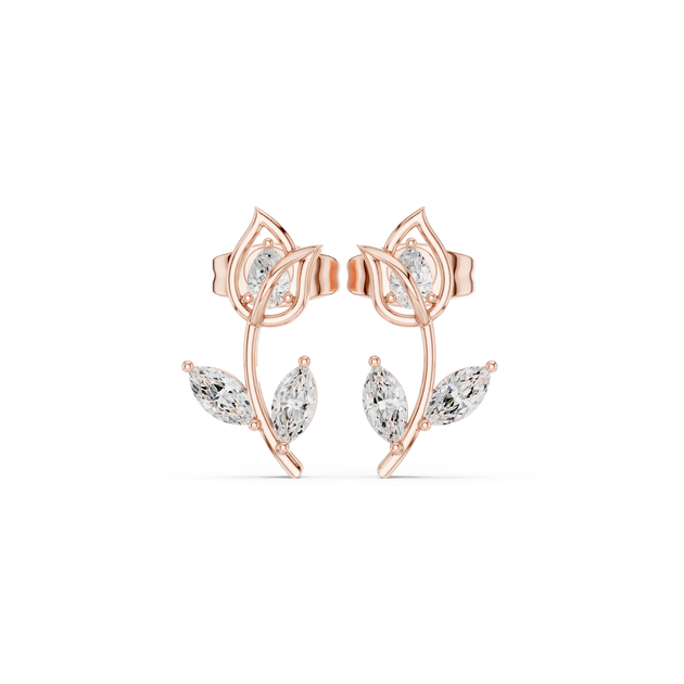 Pair Shot: Pear Cut Diamond Earrings with Prong Setting in 14k Rose Gold - Lab Grown - Driona Jewels
