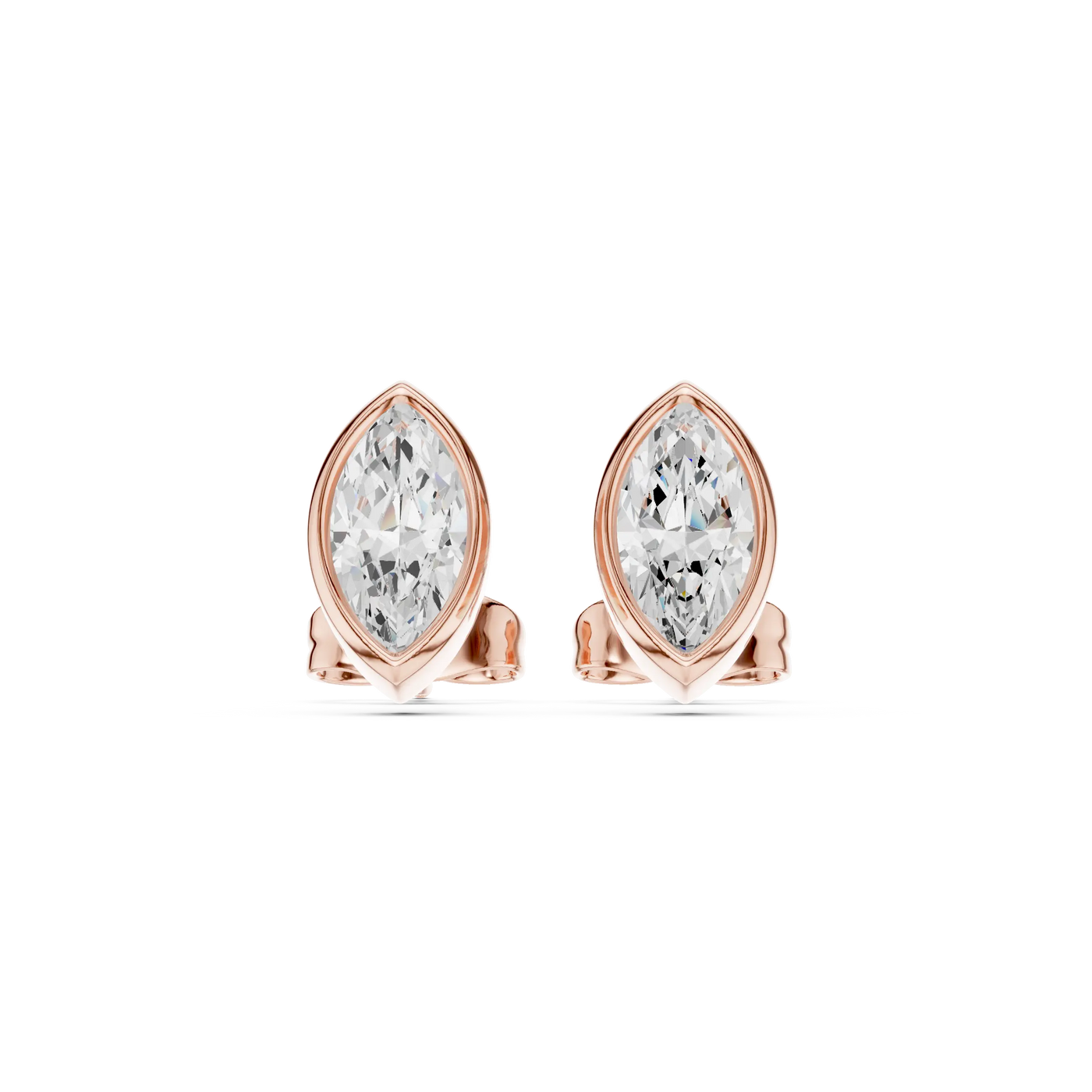 Pair-Shot: Pear Diamond Earrings with Prong Setting in 14k Rose Gold - Lab Grown - Driona Jewels
