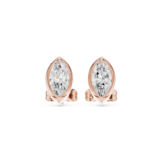 Pair-Shot: Pear Diamond Earrings with Prong Setting in 14k Rose Gold - Lab Grown - Driona Jewels