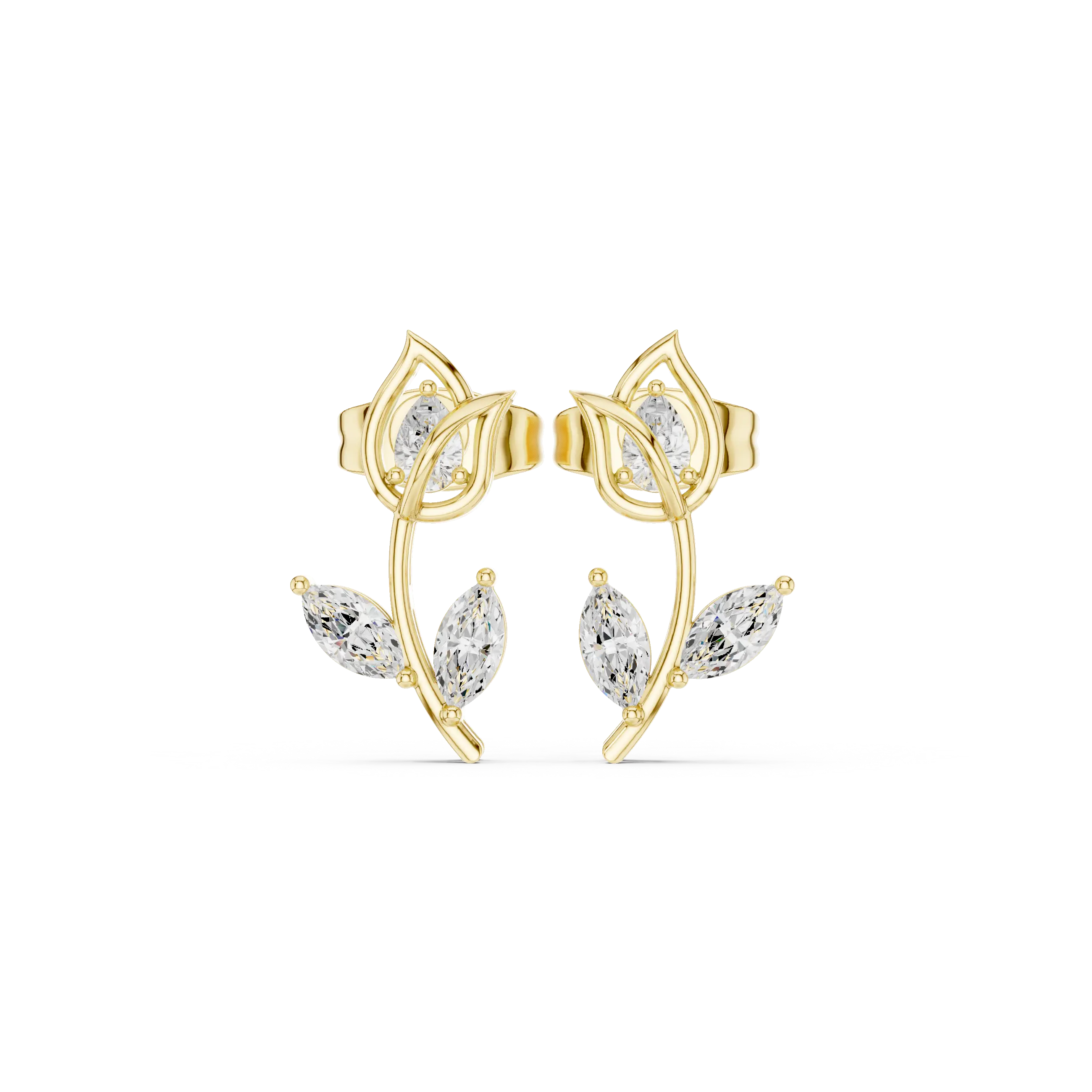 Pair Shot: Pear Cut Diamond Earrings with Prong Setting in 14k Yellow Gold - Lab Grown - Driona Jewels