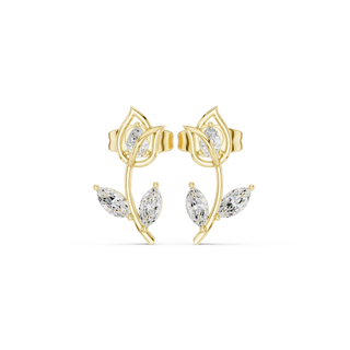 Pair Shot: Pear Cut Diamond Earrings with Prong Setting in 14k Yellow Gold - Lab Grown - Driona Jewels