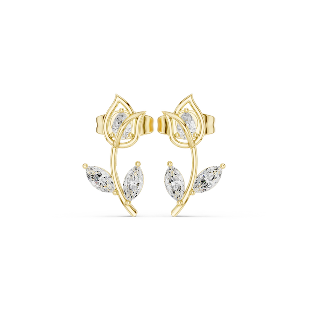 Pair Shot: Pear Cut Diamond Earrings with Prong Setting in 14k Yellow Gold - Lab Grown - Driona Jewels