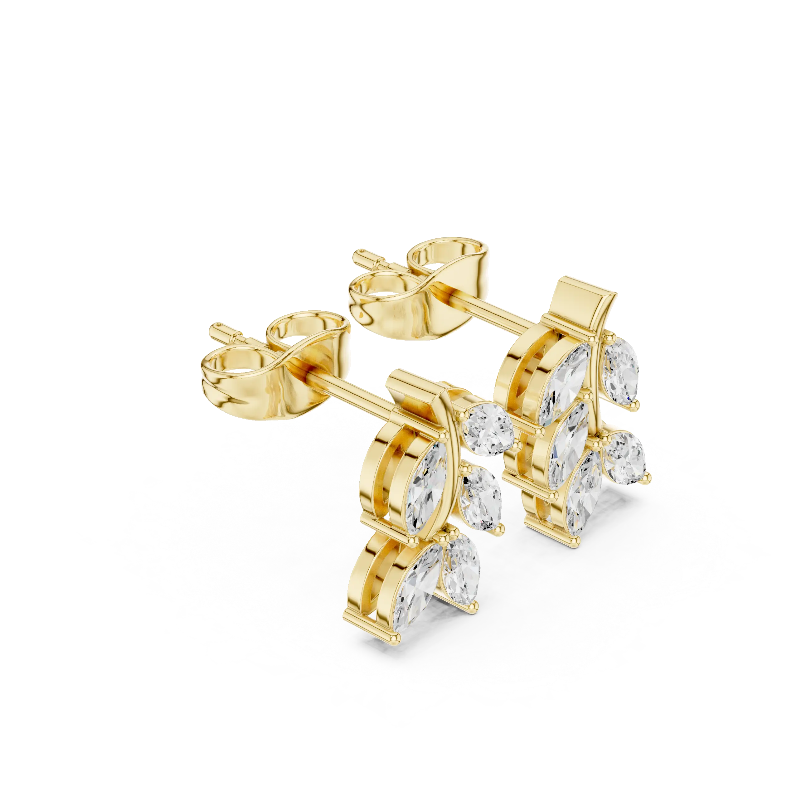 Pair Shot: Pear Cut Diamond Earrings with Prong Setting in 14k Yellow Gold - Lab Grown - Driona Jewels