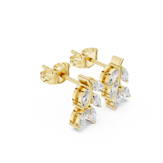Pair Shot: Pear Cut Diamond Earrings with Prong Setting in 14k Yellow Gold - Lab Grown - Driona Jewels