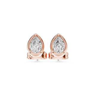 Pair-Shot: Pear Cut Diamond Earrings with Stud Setting in 14k Rose Gold - Lab Grown - Driona Jewels