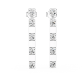 Pair Shot: Princess Diamond Earrings with Channel Setting in 14k White Gold - Lab Grown - Driona Jewels