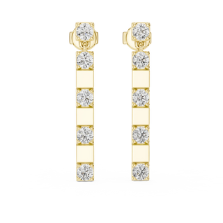 Pair Shot: Princess Diamond Earrings with Channel Setting in 14k Yellow Gold - Lab Grown - Driona Jewels