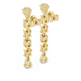 Pair Shot: Princess Cut Diamond Earrings with Channel Setting in 14k Yellow Gold - Lab Grown - Driona Jewels