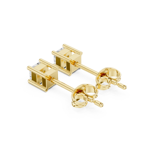 Pair-shot: Princess Cut Diamond Earrings with Stud Setting in 14k Gold - Lab Grown - Driona Jewels