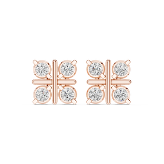 Pair Shot: Round Diamond Earrings with Bezel Setting in 14k Rose Gold - Lab Grown - Driona Jewels