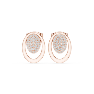Pair-Shot: Round Diamond Earrings with Bezel Setting in 14k Rose Gold - Lab Grown - Driona Jewels