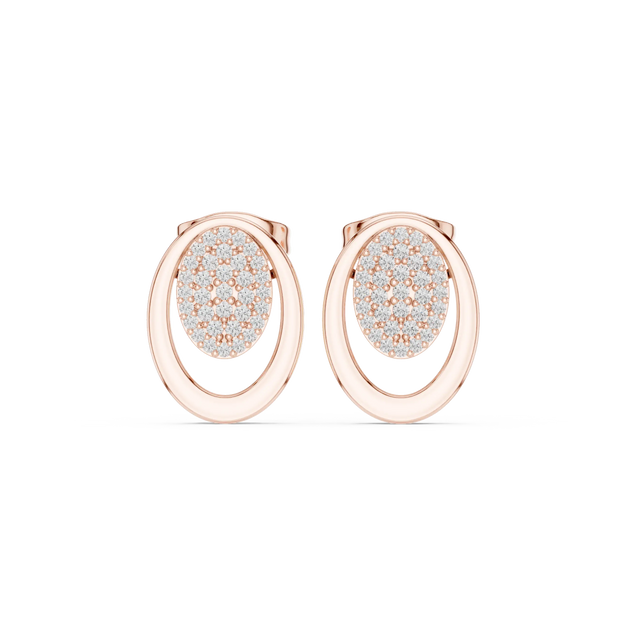 Pair-Shot: Round Diamond Earrings with Bezel Setting in 14k Rose Gold - Lab Grown - Driona Jewels