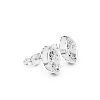 Pair-shot: Round Diamond Earrings with Bezel Setting in 925 Silver - Lab Grown - Driona Jewels