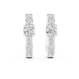 Pair-Shot: Round Diamond Earrings with Channel Setting in 14k White Gold - Lab Grown - Driona Jewels