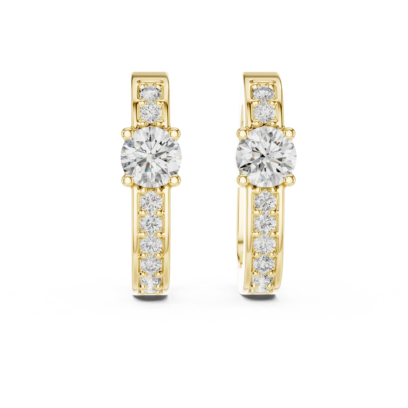 Pair Shot: Round Diamond Earrings with Channel Setting in 14k Yellow Gold - Lab Grown - Driona Jewels