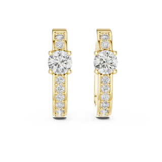Pair Shot: Round Diamond Earrings with Channel Setting in 14k Yellow Gold - Lab Grown - Driona Jewels