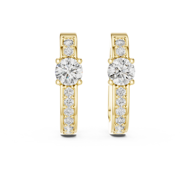 Pair Shot: Round Diamond Earrings with Channel Setting in 14k Yellow Gold - Lab Grown - Driona Jewels