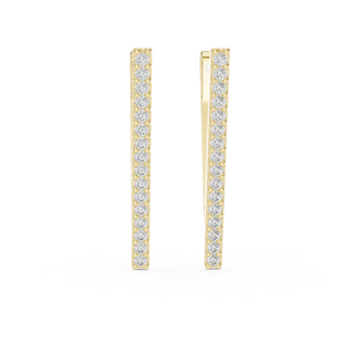 Pair Shot: Round Diamond Earrings with Channel Setting in 14k Yellow Gold - Lab Grown - Driona Jewels
