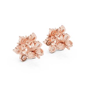 Pair Shot: Round Diamond Earrings with Cluster Setting in 14k Rose Gold - Lab Grown - Driona Jewels