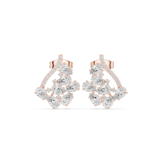 Pair Shot: Round Diamond Earrings with Cluster Setting in 14k Rose Gold - Lab Grown - Driona Jewels