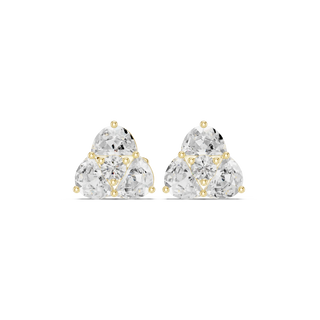 Pair-shot: Round Diamond Earrings with Cluster Setting in 14k Yellow Gold - Lab Grown - Driona Jewels