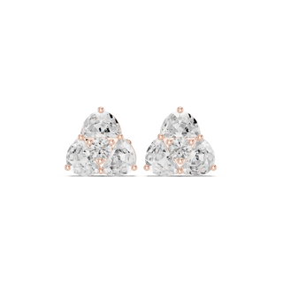 Pair-shot: Round Diamond Earrings with Halo Setting in 14k Rose Gold - Lab Grown - Driona Jewels