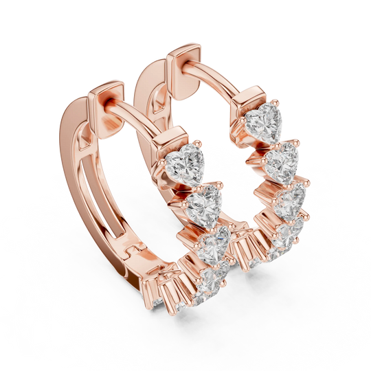 Pair-Shot: Round Diamond Earrings with Halo Setting in 14k Rose Gold - Lab Grown - Driona Jewels