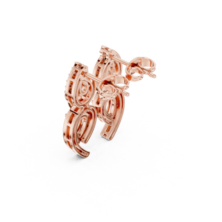 Three-quarter-view: Round Diamond Earrings with Halo Setting in 14k Rose Gold - Lab Grown - Driona Jewels