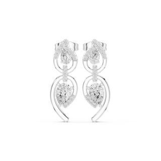Pair-Shot: Round Diamond Earrings with Halo Setting in 14k White Gold - Lab Grown - Driona Jewels