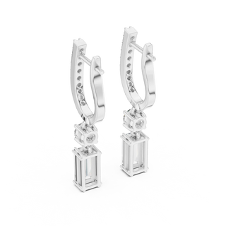 Pair-Shot: Round Diamond Earrings with Halo Setting in 14k White Gold - Lab Grown - Driona Jewels