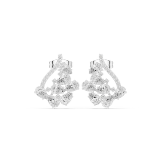 Pair Shot: Round Diamond Earrings with Halo Setting in 14k White Gold - Lab Grown - Driona Jewels