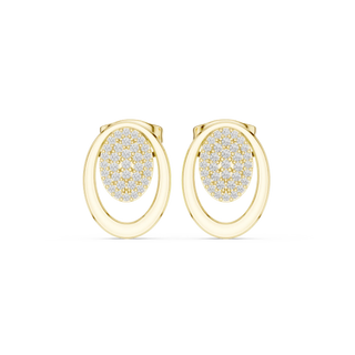 Pair-Shot: Round Diamond Earrings with Halo Setting in 14k Yellow Gold - Lab Grown - Driona Jewels