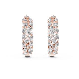 Pair-Shot: Round Diamond Earrings with Pave Setting in 14k Rose Gold - Lab Grown - Driona Jewels
