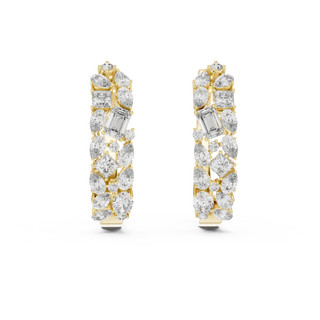 Pair Shot: Round Diamond Earrings with Pave Setting in 14k Yellow Gold - Lab Grown - Driona Jewels