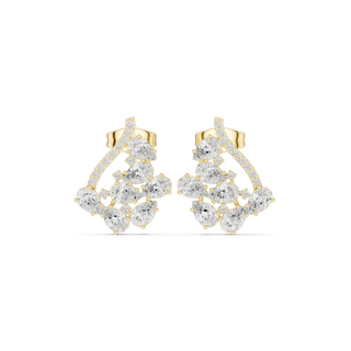 Pair Shot: Round Diamond Earrings with Pave Setting in 14k Yellow Gold - Lab Grown - Driona Jewels