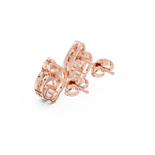 Back-View: Round Diamond Earrings with Prong Setting in 14k Rose Gold - Lab Grown - Driona Jewels