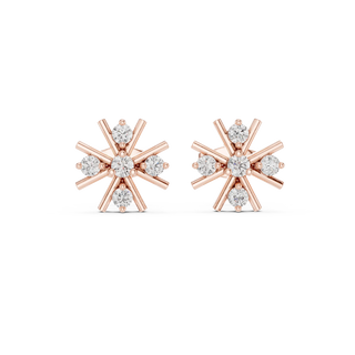 Pair-Shot: Round Diamond Earrings with Prong Setting in 14k Rose Gold - Lab Grown - Driona Jewels