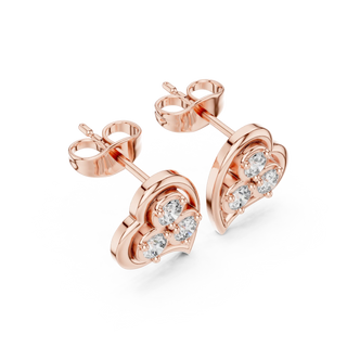 Pair Shot: Round Diamond Earrings with Prong Setting in 14k Rose Gold - Lab Grown - Driona Jewels