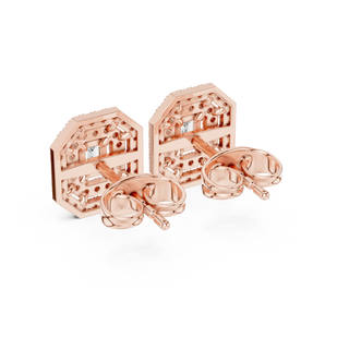 Pair-Shot: Round Diamond Earrings with Prong Setting in 14k Rose Gold - Lab Grown - Driona Jewels