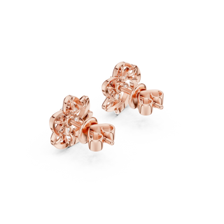 Pair Shot: Round Diamond Earrings with Prong Setting in 14k Rose Gold - Lab Grown - Driona Jewels
