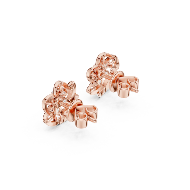 Pair Shot: Round Diamond Earrings with Prong Setting in 14k Rose Gold - Lab Grown - Driona Jewels