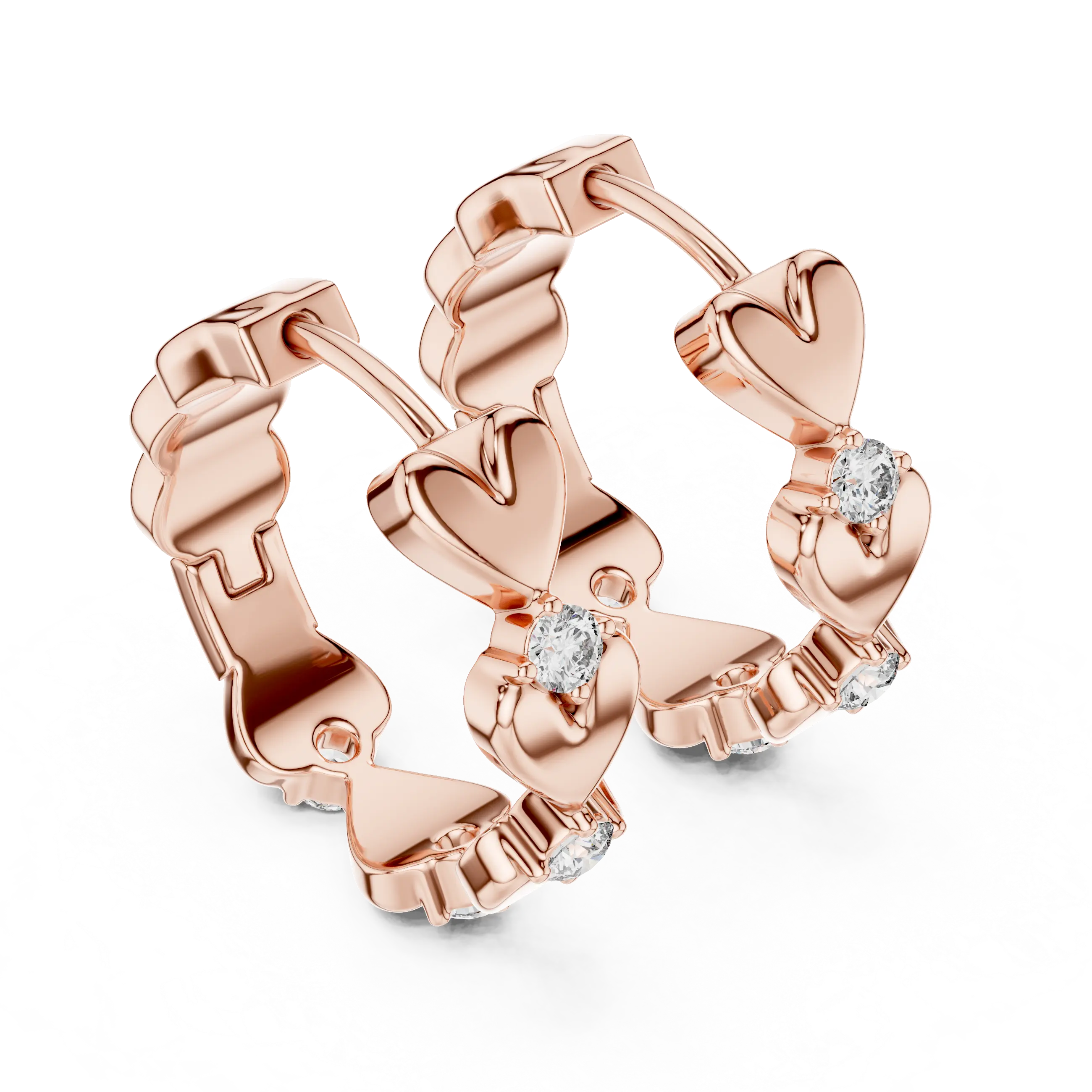 Pair Shot: Round Diamond Earrings with Prong Setting in 14k Rose Gold - Lab Grown - Driona Jewels