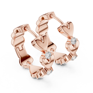 Pair Shot: Round Diamond Earrings with Prong Setting in 14k Rose Gold - Lab Grown - Driona Jewels