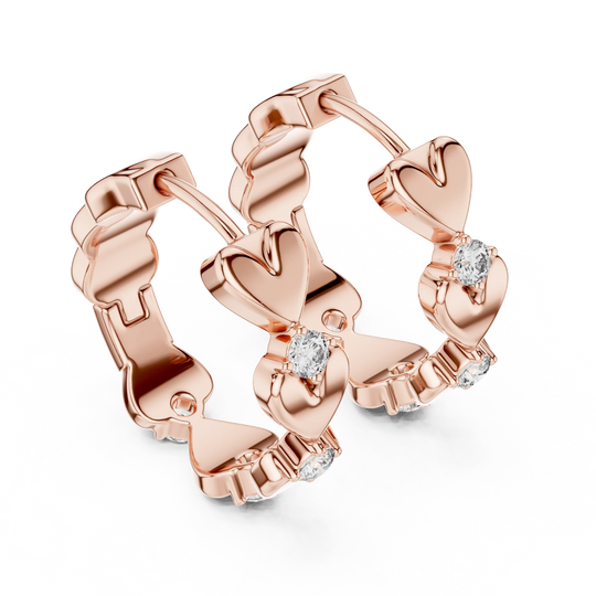 Pair Shot: Round Diamond Earrings with Prong Setting in 14k Rose Gold - Lab Grown - Driona Jewels