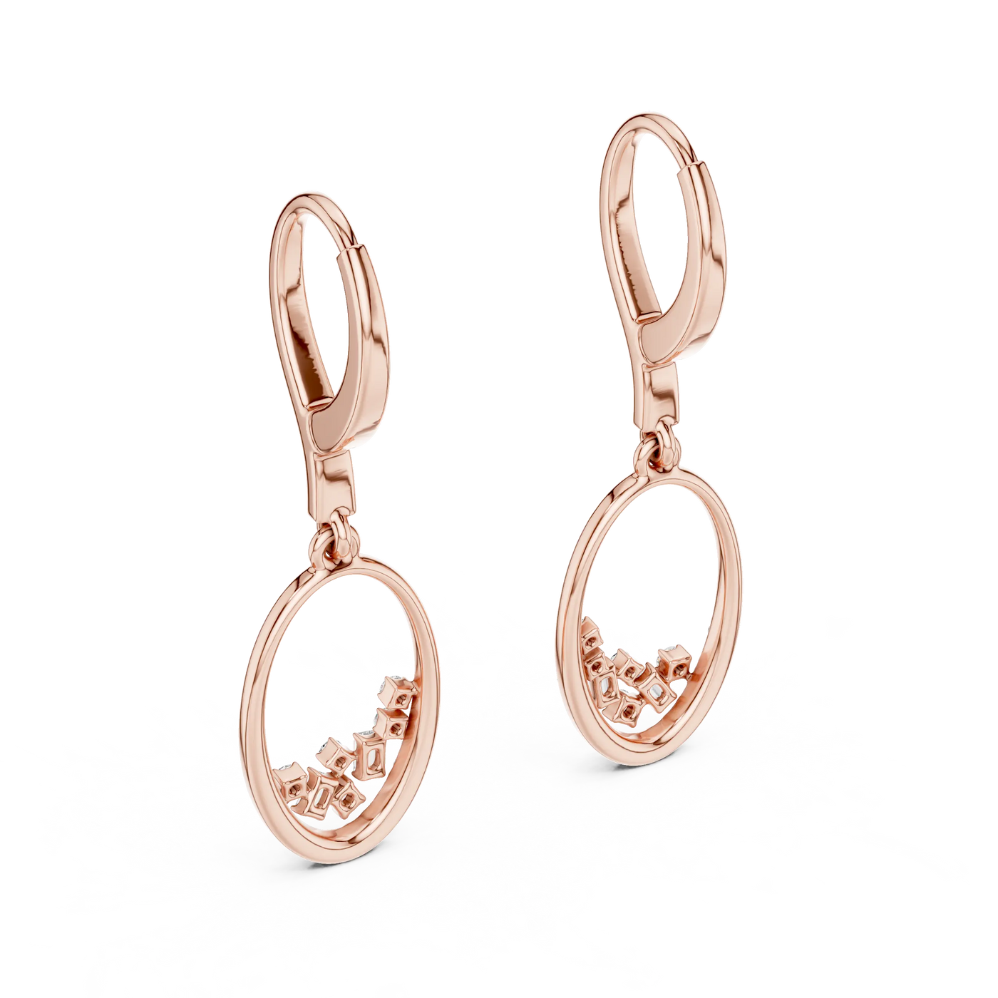Pair Shot: Round Diamond Earrings with Prong Setting in 14k Rose Gold - Lab Grown - Driona Jewels