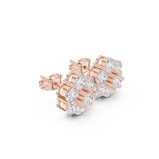 Pair Shot: Round Diamond Earrings with Prong Setting in 14k Rose Gold - Lab Grown - Driona Jewels