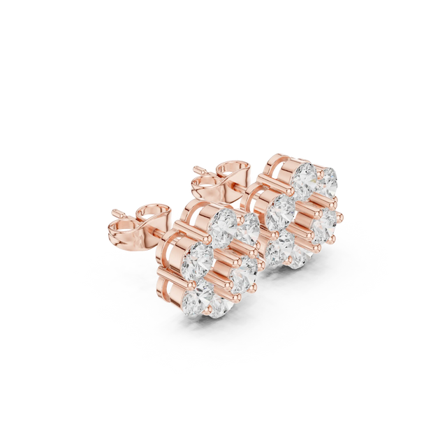 Pair Shot: Round Diamond Earrings with Prong Setting in 14k Rose Gold - Lab Grown - Driona Jewels